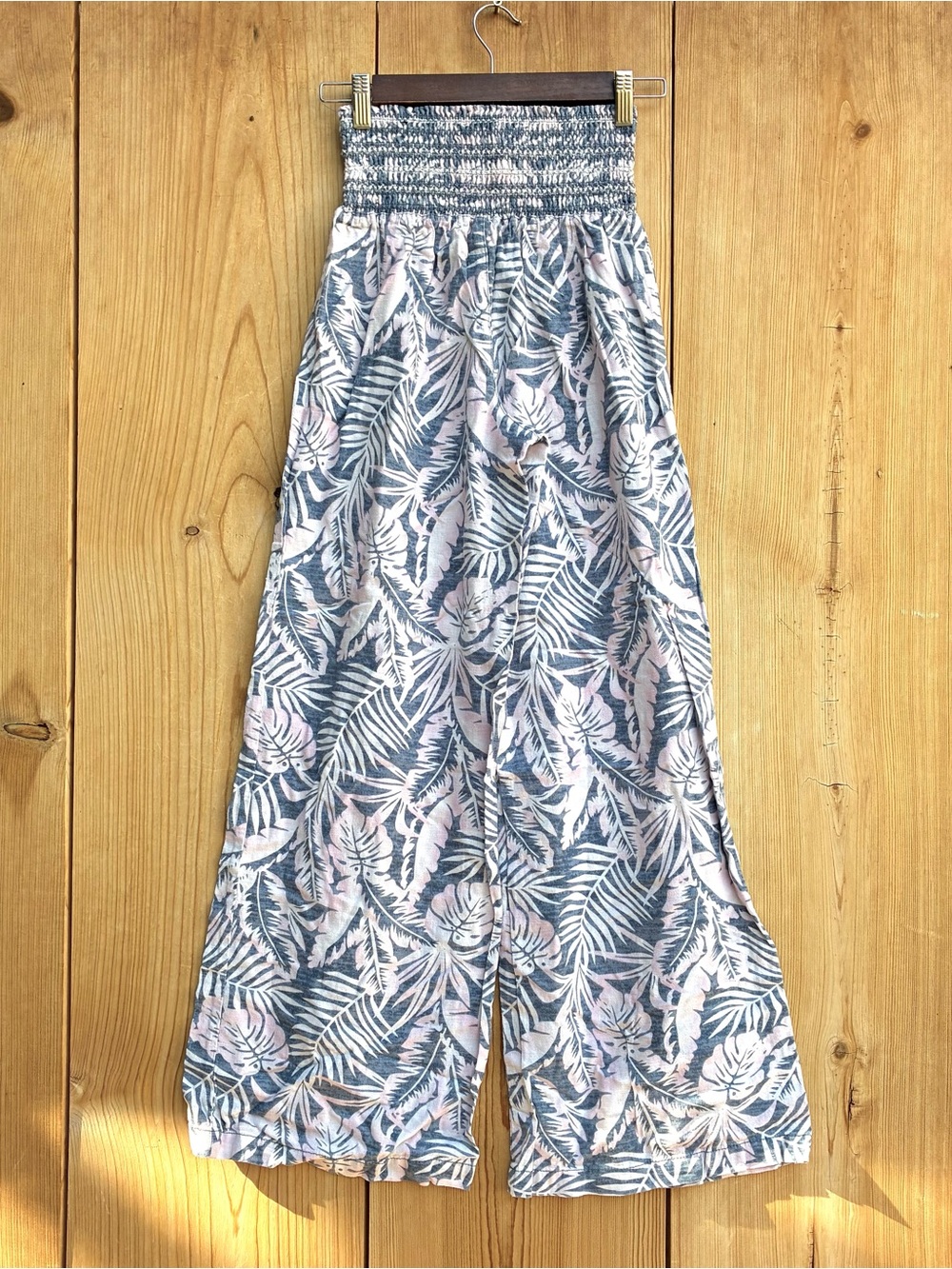 Dahui Hawaii Wide Leg Linen Floral Wide Leg Pants Sz Small